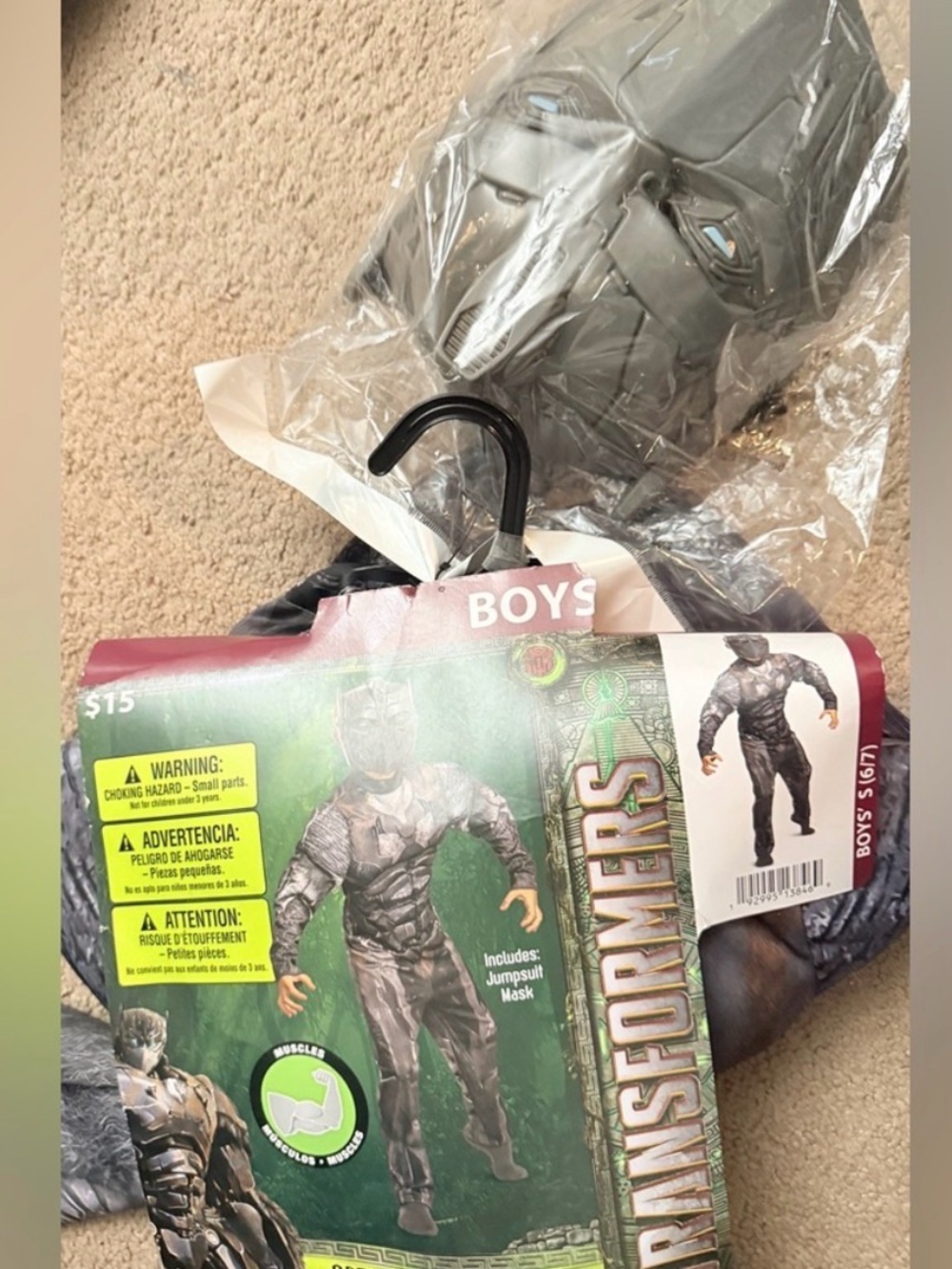 Boys' Gray Robot Jumpsuit Costume with Mask